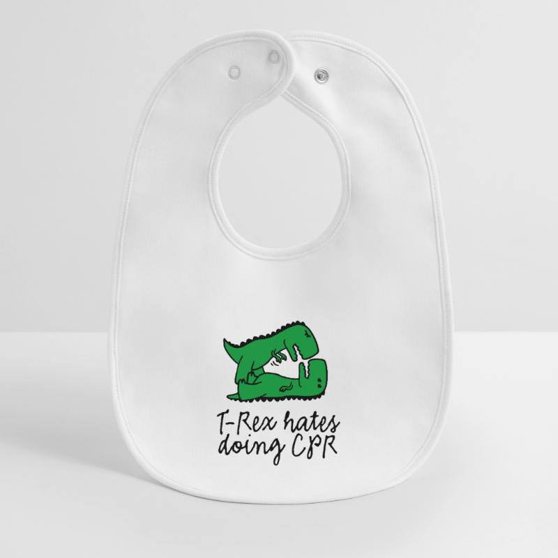 T-Rex hates doing CPR first aid instructor Baby Organic Bib