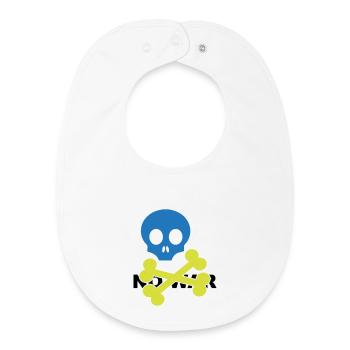 Neon Blue Skull and Crossbones - Baby Organic Bib - white - Front