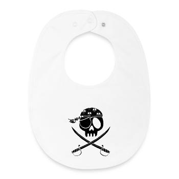 Black pirate skull - Baby Organic Bib - white - Front