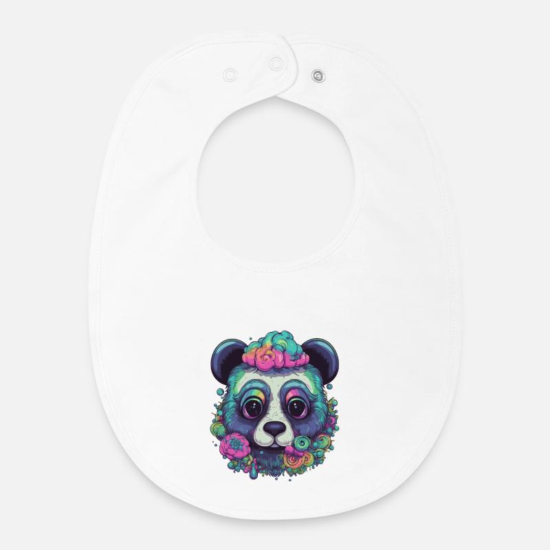 Psychedelischer Panda - Baby Organic Lätzchen - Weiß
