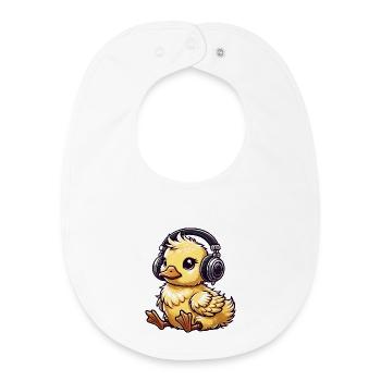 Cute Chick Headphone Motif - Baby Organic Bib - white - Front