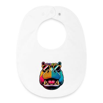 Hippopotamus with Sunglasses - Baby Organic Bib - white - Front