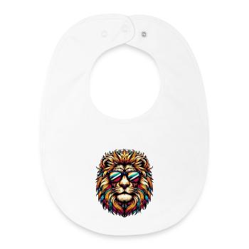 Lion with Sunglasses - Baby Organic Bib - white - Front