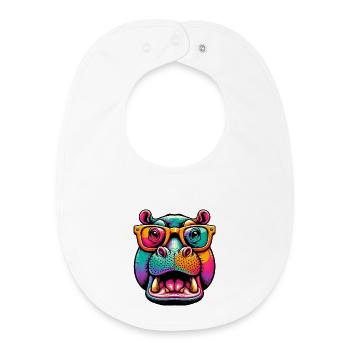 Hippopotamus with Glasses - Baby Organic Bib - white - Front