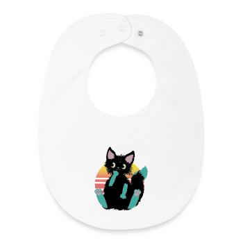 kritzelkatze Klecks, denkt nach - Baby Organic Lätzchen - Weiß - Vorne