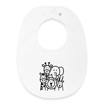 Safari Tiere Illustration Kinder - Baby Organic Lätzchen - Weiß - Vorne