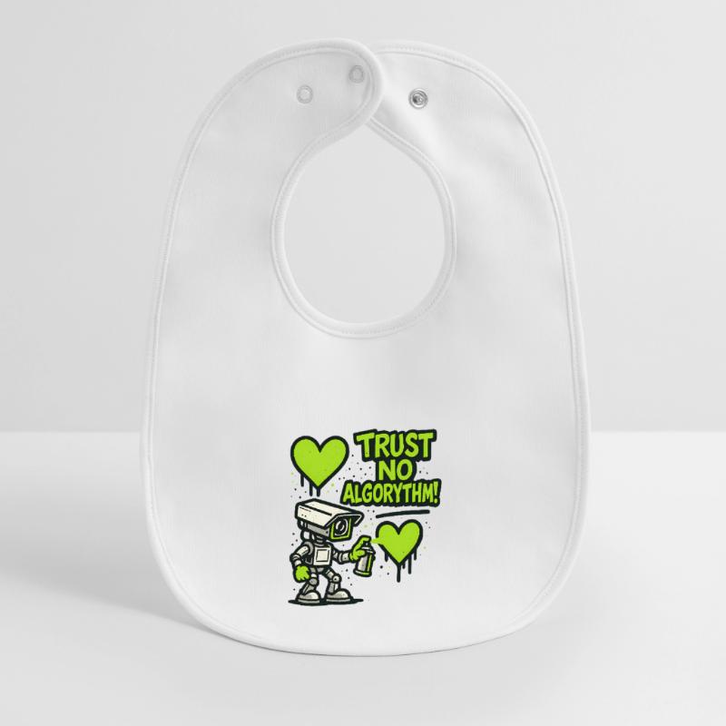 Robot with heart and anti-algorithm message Baby Organic Bib