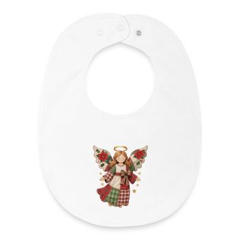 Ange de Noël avec des étoiles dorées - Bavoir bébé bio - blanc - Devant