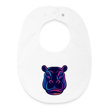 Neon Hippo Kopf - Baby Organic Lätzchen - Weiß - Vorne