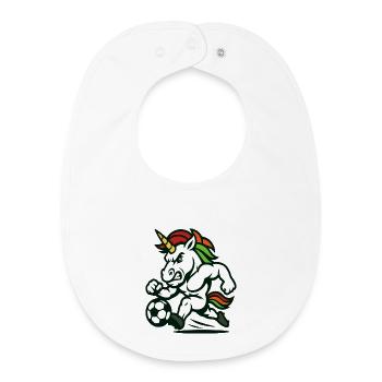 Unicorn Soccer Mascot Charging Forward - Baby Organic Bib - white - Front