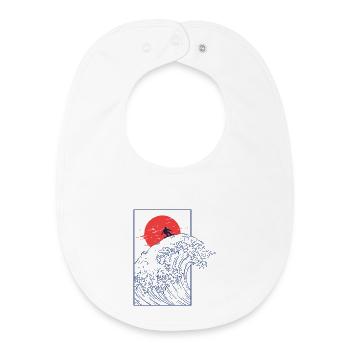 Snowboard, japonais vintage - Bavoir bébé bio - blanc - Devant