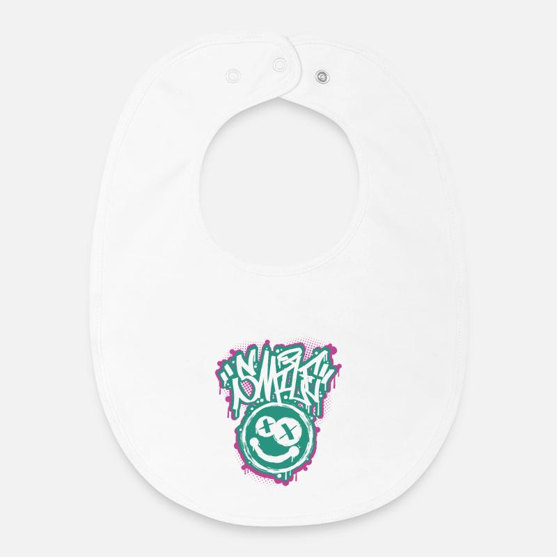 Lettres Smile Face Graphitti - Bavoir bébé bio - blanc