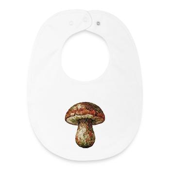 Mushroom in embroidered look (printed) - Baby Organic Bib - white - Front