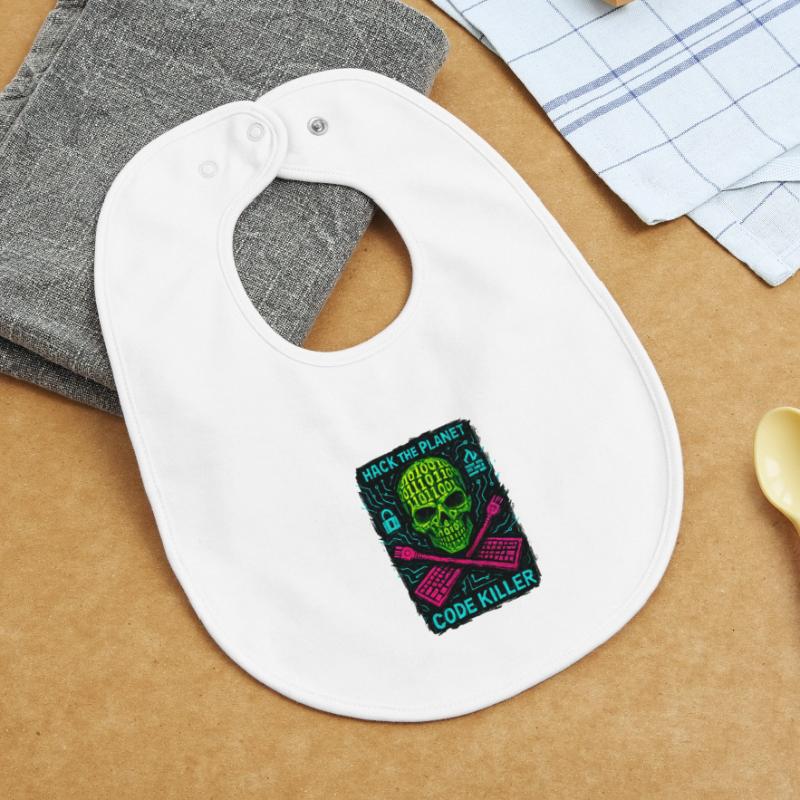 Hack the Planet Code Killer - Cybersécurité Bavoir bébé bio