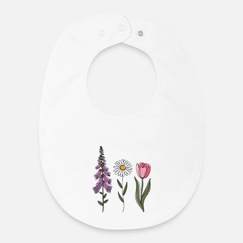 Digitale Daisy Tulip III - Bavoir bébé bio - blanc