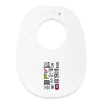 Consoles retrogaming - Bavoir bébé bio - blanc - Devant