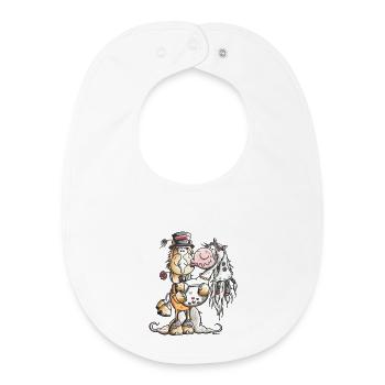 Horse mariée et le marié - Bavoir bébé bio - blanc - Devant