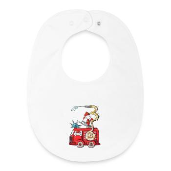 I am a three years fire brigade 3rd birthday boy - Baby Organic Bib - white - Front