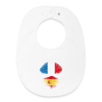 Arbre France Espagne Racines espagnoles drapeaux - Bavoir bébé bio - blanc - Devant