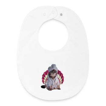 cool cat in spa - Baby Organic Bib - white - Front