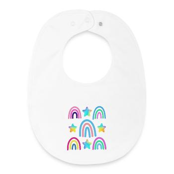 arc-en-ciel coloré et étoiles - Bavoir bébé bio - blanc - Devant