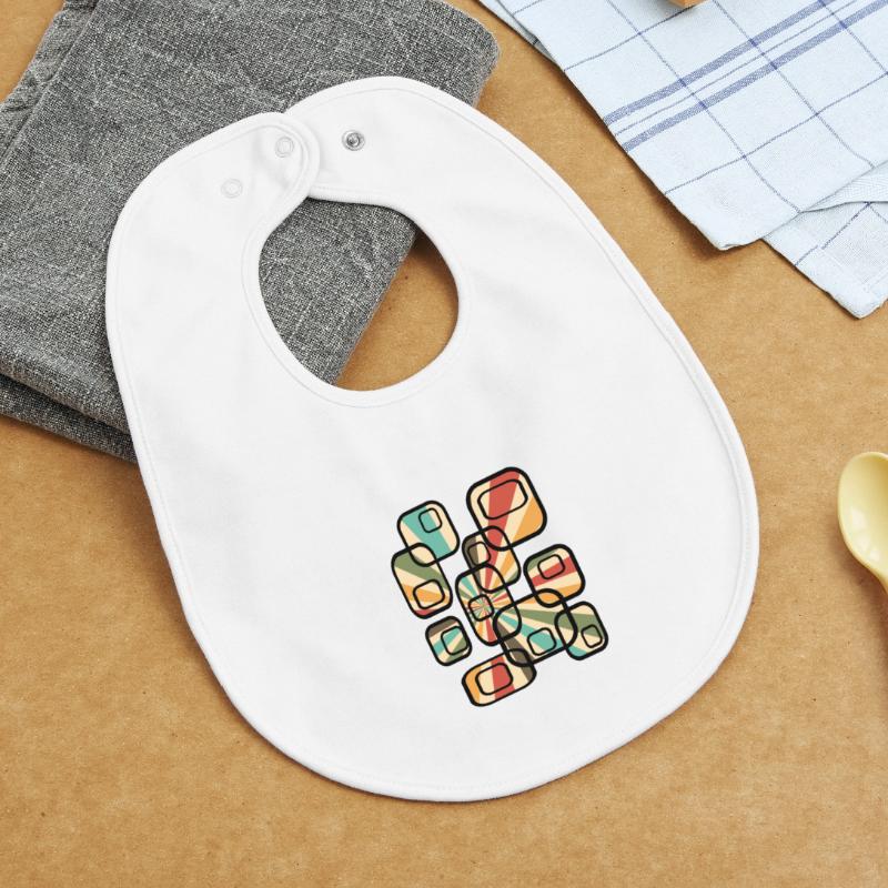 70s wallpaper pattern cuboid retro pattern Baby Organic Bib