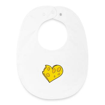 Heart of Cheese - Cheese Love - Baby Organic Bib - white - Front