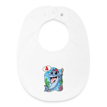 Shark Fish Shark Pirate 4 years old Boy - Baby Organic Bib - white - Front