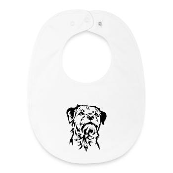 Tête de Border Terrier - Bavoir bébé bio - blanc - Devant