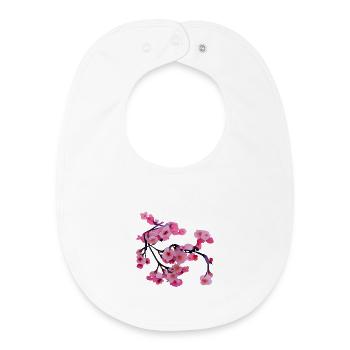 Branche de cerisier en fleurs de cerisier sakura japonais - Bavoir bébé bio - blanc - Devant