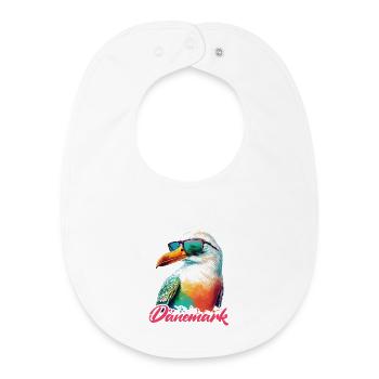 Denmark holiday cool colorful seagull with sunglasses - Baby Organic Bib - white - Front