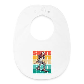 Skateboard Cool Skater Girl Colorful - Bavoir bébé bio - blanc - Devant