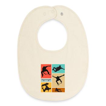 Skateboarding Coole Skateboarder Collage Bunt - Baby Organic Lätzchen - Natur - Vorne