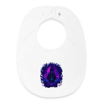 Neon Rosen Castle with Gothic architecture - Baby Organic Bib - white - Front