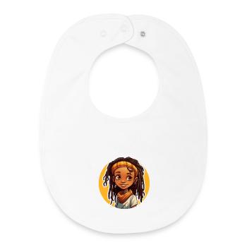 Lässiger Dreadlocks-Stil mit bunter Kopfbedeckung - Baby Organic Lätzchen - Weiß - Vorne