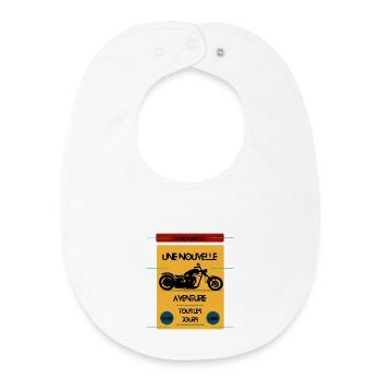 Passion moto, une nouvelle aventure ! - Bavoir bébé bio - blanc - Devant