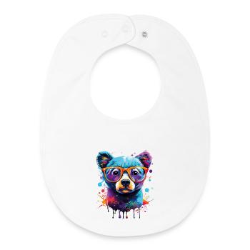 Bear Colorful - Brown Bear Teddy Bear - Grizzly - Baby Organic Bib - white - Front