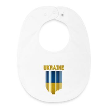 Drapeau ukrainien, fierté ukrainienne - Bavoir bébé bio - blanc - Devant