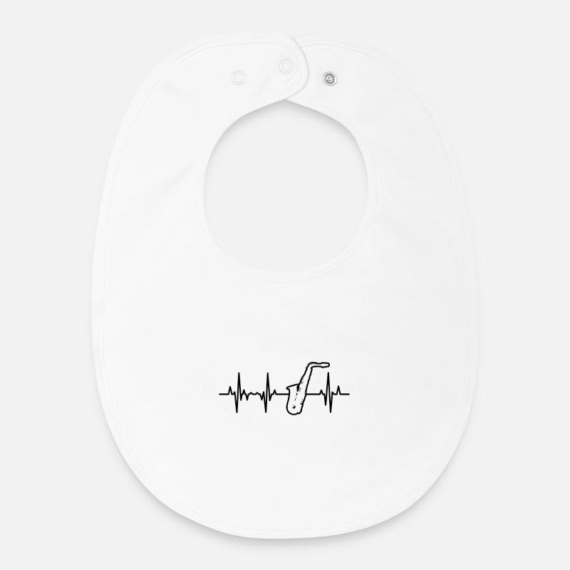 Palpitations cardiaques au saxophone - Bavoir bébé bio - blanc