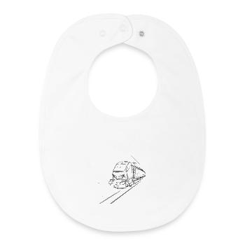 Croquis de train - Bavoir bébé bio - blanc - Devant