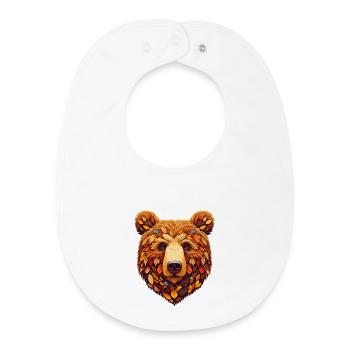 Ours brun, conçu à partir de différentes feuilles - Bavoir bébé bio - blanc - Devant