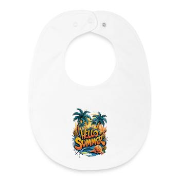 Imprimé Ambiance tropicale d’été - Bavoir bébé bio - blanc - Devant