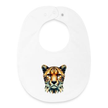 Guépard polygonal - Bavoir bébé bio - blanc - Devant