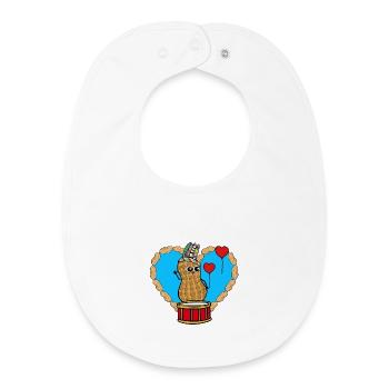 Peanut Hippie Shaman Drummer Heart Kids - Baby Organic Bib - white - Front
