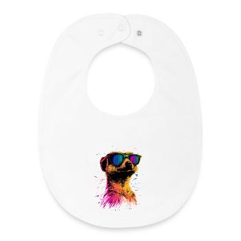 Erdmännchen Sonnenbrille Bunt Süßes Erdmännchen - Baby Organic Lätzchen - Weiß - Vorne