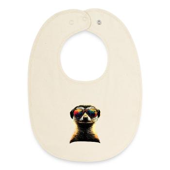 Lunettes de soleil suricate coloré mignon suricate - Bavoir bébé bio - écru doux - Devant