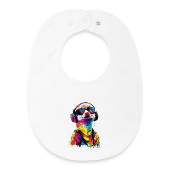 Erdmännchen Sonnenbrille Bunt Süßes Erdmännchen - Baby Organic Lätzchen - Weiß - Vorne