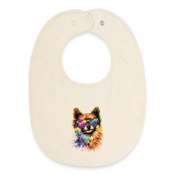 Pomeranian Pomeranian Pom Sweet German Spitz - Baby Organic Bib - soft Ecru - Front