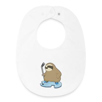 Faultier Eishockey Eishockeyschläger - Baby Organic Lätzchen - Weiß - Vorne