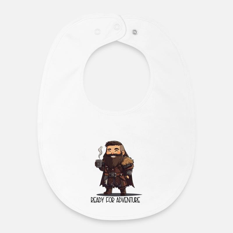 Ready For Adventure – RPG Charakter mit Kaffee - Baby Organic Lätzchen - Weiß